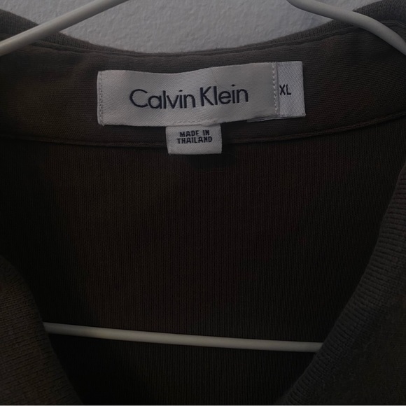 CALVIN KLEIN khaki short sleeve stretchy half zip tee - Picture 3 of 4